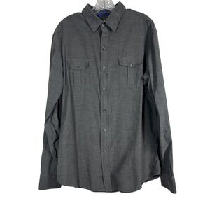 TEDDY STRATFORD Sz 6 XL 2XL Men's Shirt Gray Zip NYTD Two Pocket Twill Button Up